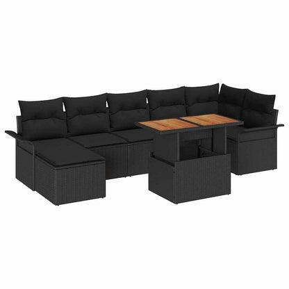 Garten-Sofa-Set mit Kissen 8 pcs Schwarz