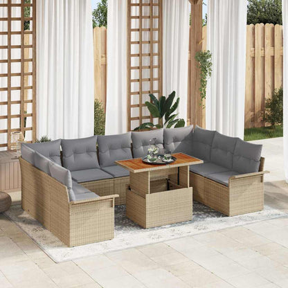 Garten-Sofa-Set 10 pcs Beige und Hellgrau 100 x 55 x 73 cm