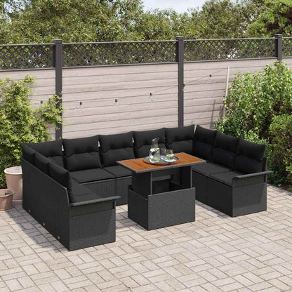 Garten-Sofa-Set mit Kissen 10 pcs Schwarz 100 x 55 x 73 cm