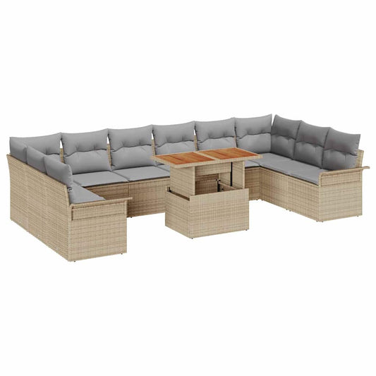 Garten-Sofa-Set 11 pcs Beige und Hellgrau 100 x 55 x 73 cm