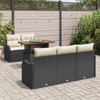Garten-Sofa-Set 6 pcs Schwarz und Creme 100 x 55 x 73 cm