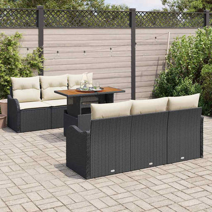 Garten-Sofa-Set 7 pcs Schwarz und Creme 100 x 55 x 73 cm