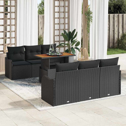 Garten-Sofa-Set mit Kissen 7 pcs Schwarz 100 x 55 x 73 cm