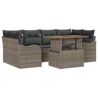 Garten-Sofa-Set mit Kissen 7 pcs Grau 100 x 55 x 73 cm