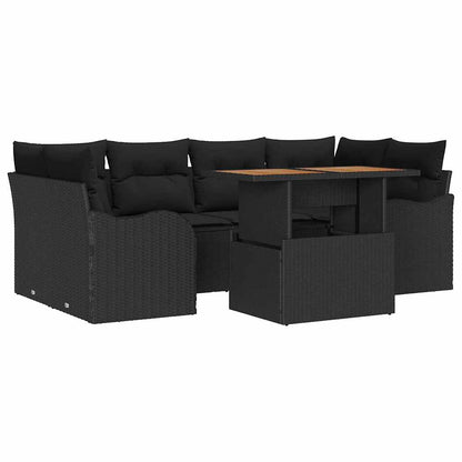 Garten-Sofa-Set mit Kissen 7 pcs Schwarz 100 x 55 x 73 cm