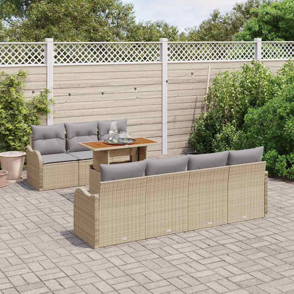 Garten-Sofa-Set 8 pcs Beige und Hellgrau 100 x 55 x 73 cm
