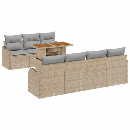 Garten-Sofa-Set 8 pcs Beige und Hellgrau 100 x 55 x 73 cm