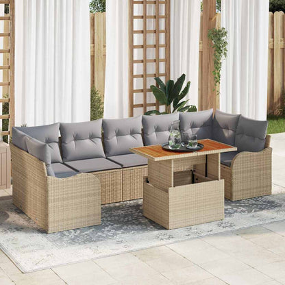 Garten-Sofa-Set 8 pcs Beige und Hellgrau 100 x 55 x 73 cm