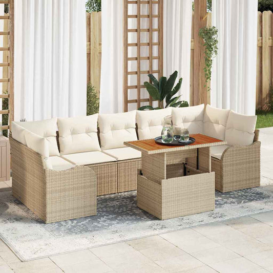 Garten-Sofa-Set mit Kissen 8 pcs Beige und Creme