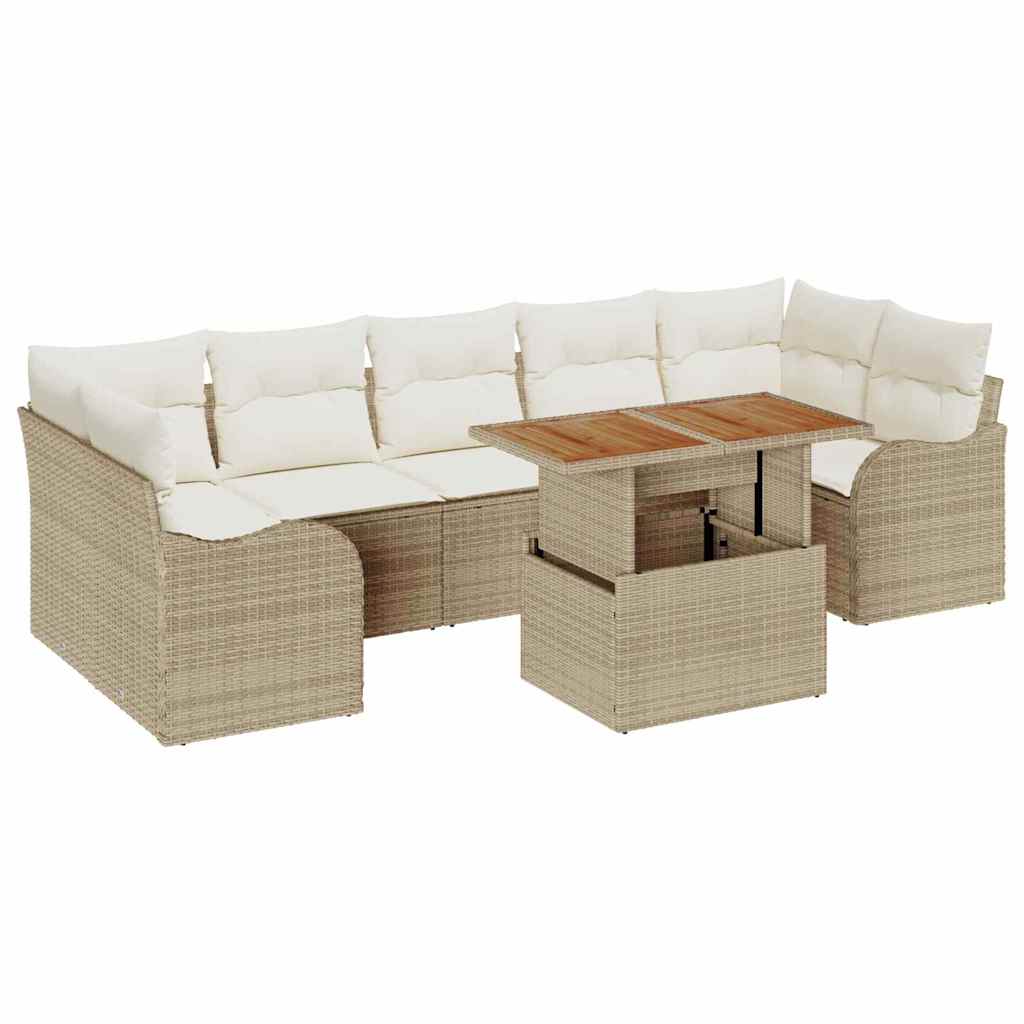 Garten-Sofa-Set mit Kissen 8 pcs Beige und Creme