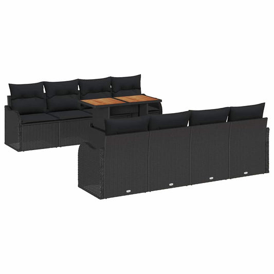 Garten-Sofa-Set mit Kissen 7 pcs Schwarz 100 x 55 x 73 cm