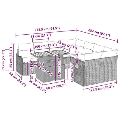 Garten-Sofa-Set 7 pcs Beige und Hellgrau 100 x 55 x 73 cm