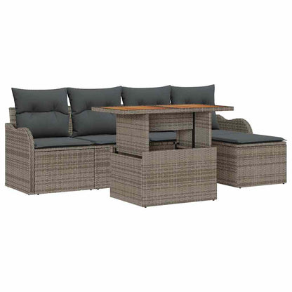 Garten-Sofa-Set mit Kissen 6 pcs Grau