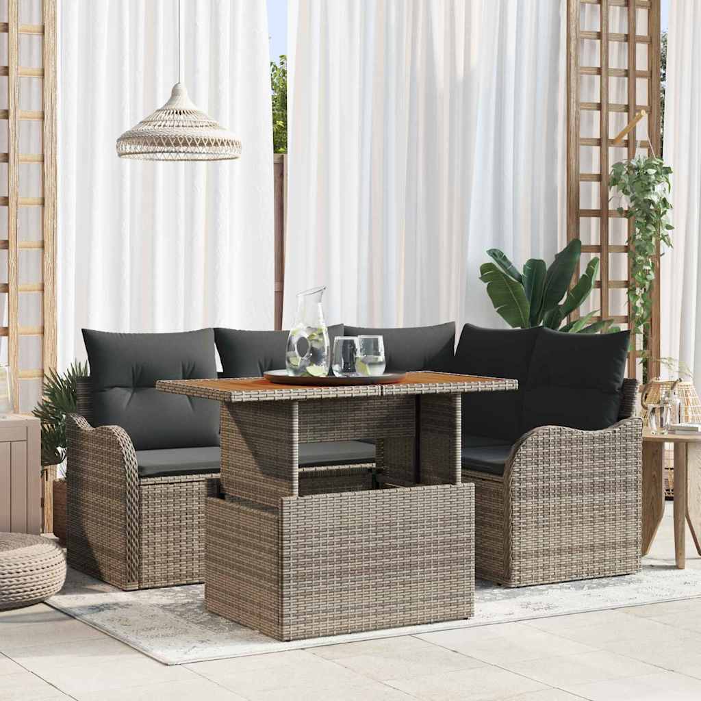 Garten-Sofa-Set mit Kissen Manuell 5 pcs Grau 100 x 55 x 73 cm
