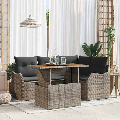 Garten-Sofa-Set mit Kissen Manuell 5 pcs Grau 100 x 55 x 73 cm