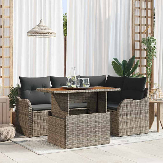 Garten-Sofa-Set mit Kissen Manuell 5 pcs Grau 100 x 55 x 73 cm