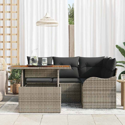 Garten-Sofa-Set mit Kissen Manuell 5 pcs Grau 100 x 55 x 73 cm