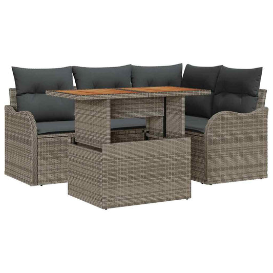 Garten-Sofa-Set mit Kissen Manuell 5 pcs Grau 100 x 55 x 73 cm
