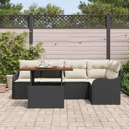 Garten-Sofa-Set 6 pcs Schwarz und Creme 100 x 55 x 73 cm