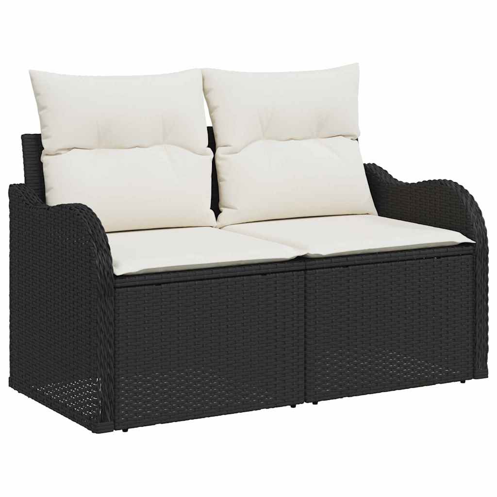 Garten-Sofa-Set 6 pcs Schwarz und Creme 100 x 55 x 73 cm