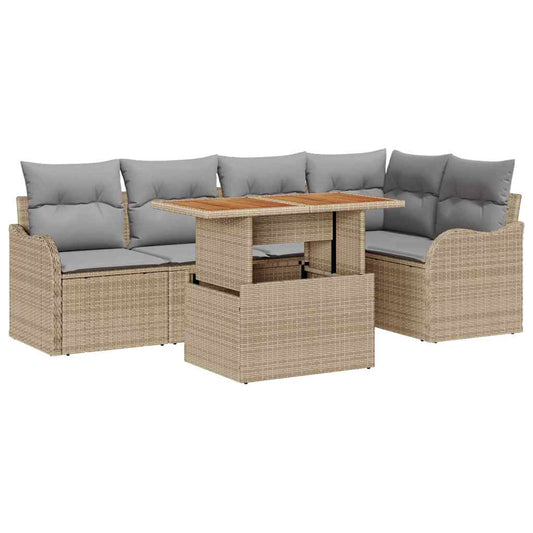Garten-Sofa-Set 6 pcs Beige und Hellgrau 100 x 55 x 73 cm