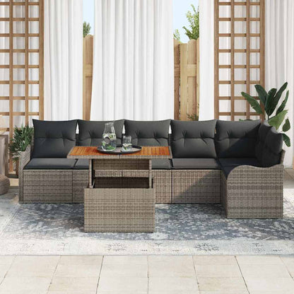 Garten-Sofa-Set mit Kissen Manuell 7 pcs Grau 100 x 55 x 73 cm