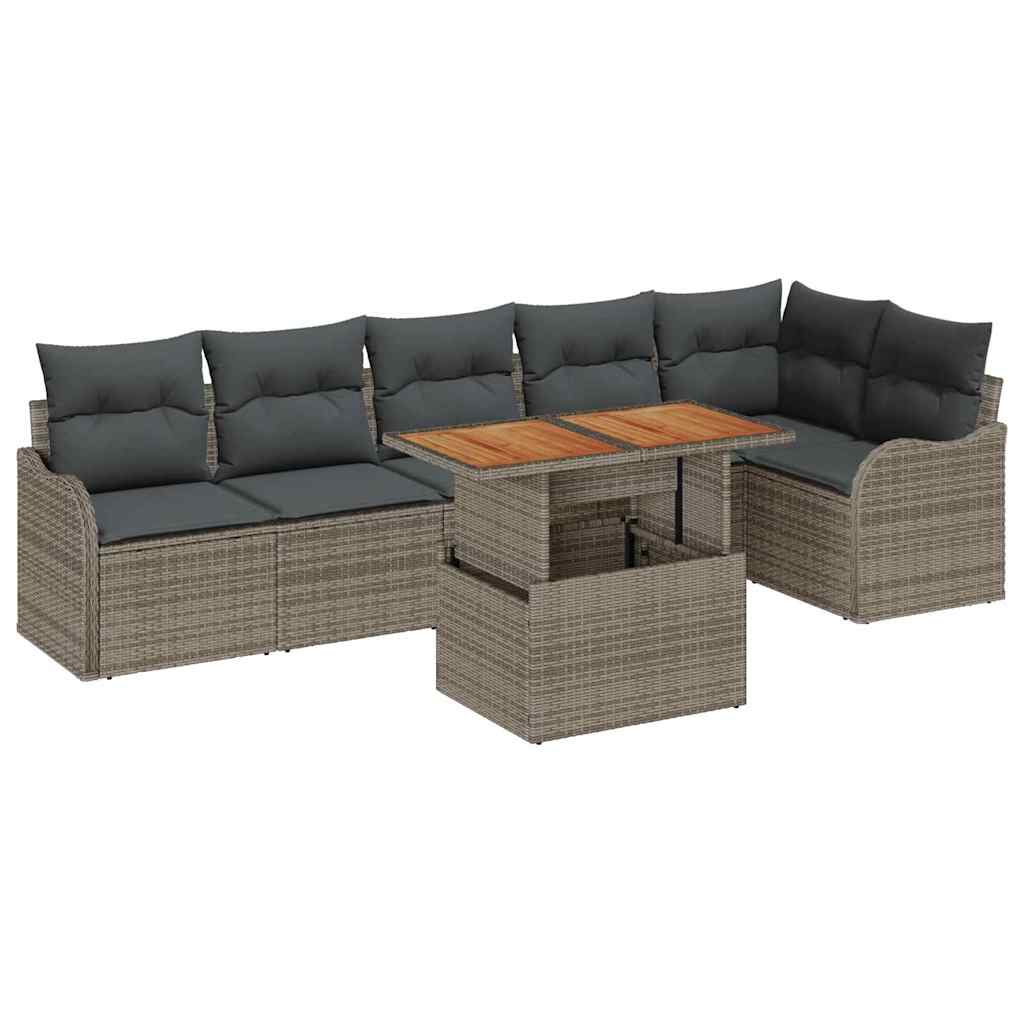 Garten-Sofa-Set mit Kissen Manuell 7 pcs Grau 100 x 55 x 73 cm