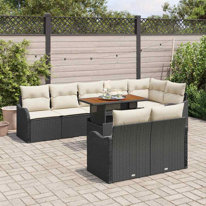 Garten-Sofa-Set 9 pcs Schwarz und Creme 100 x 55 x 73 cm