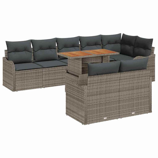 Garten-Sofa-Set mit Kissen 9 pcs Grau 100 x 55 x 73 cm