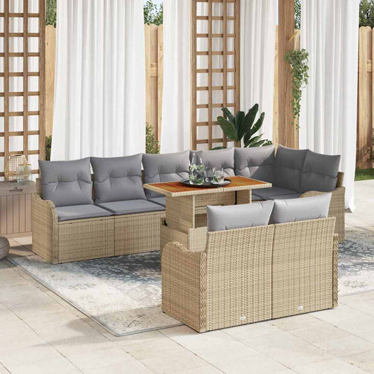 Garten-Sofa-Set 9 pcs Beige und Hellgrau 100 x 55 x 73 cm
