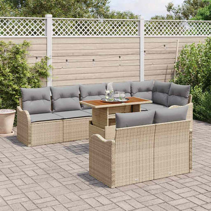 Garten-Sofa-Set 9 pcs Beige und Hellgrau 100 x 55 x 73 cm