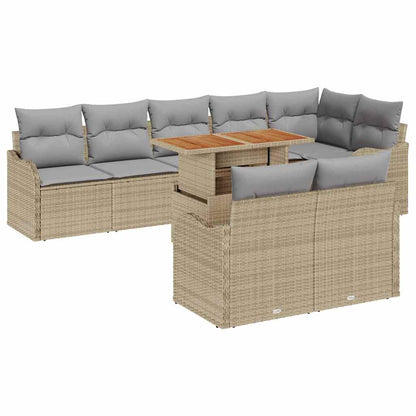 Garten-Sofa-Set 9 pcs Beige und Hellgrau 100 x 55 x 73 cm