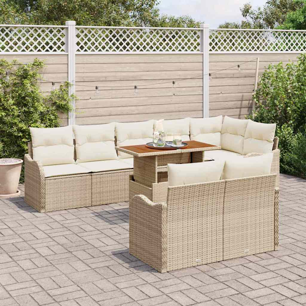 Garten-Sofa-Set 9 pcs Beige und Creme 100 x 55 x 73 cm
