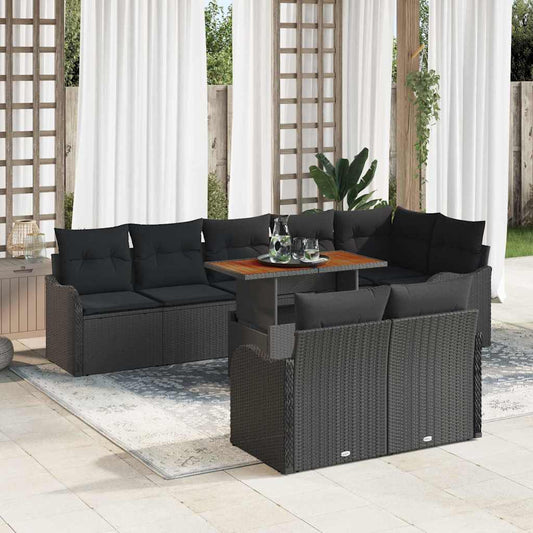 Garten-Sofa-Set mit Kissen 9 pcs Schwarz 100 x 55 x 73 cm