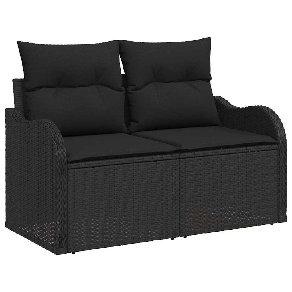 Garten-Sofa-Set mit Kissen 7 pcs Schwarz
