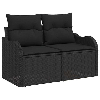 Garten-Sofa-Set mit Kissen 7 pcs Schwarz