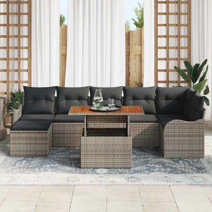 Garten-Sofa-Set mit Kissen mit Speicher 8 pcs Grau