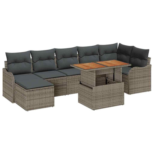 Garten-Sofa-Set mit Kissen mit Speicher 8 pcs Grau