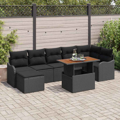 Garten-Sofa-Set mit Kissen mit Speicher 8 pcs Schwarz