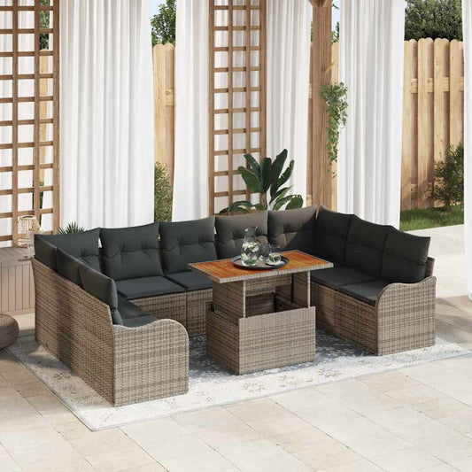 Garten-Sofa-Set mit Kissen 10 pcs Grau 100 x 55 x 73 cm