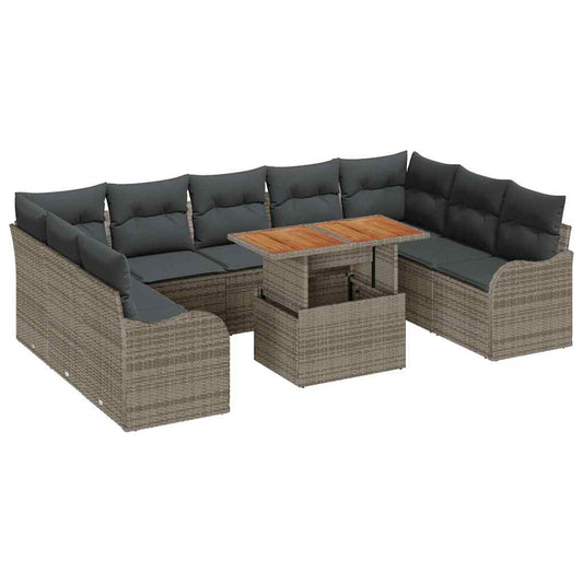 Garten-Sofa-Set mit Kissen 10 pcs Grau 100 x 55 x 73 cm