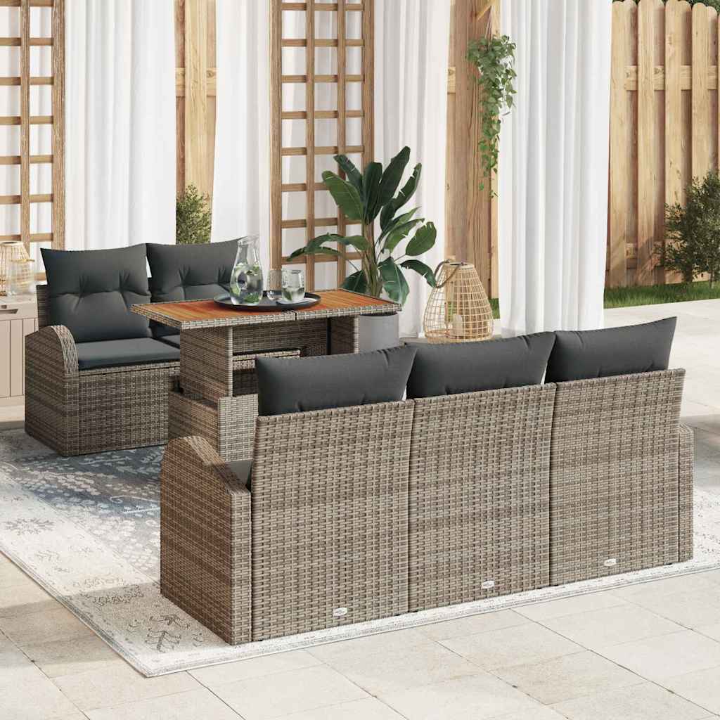 Garten-Sofa-Set mit Kissen 6 pcs Grau 100 x 55 x 73 cm