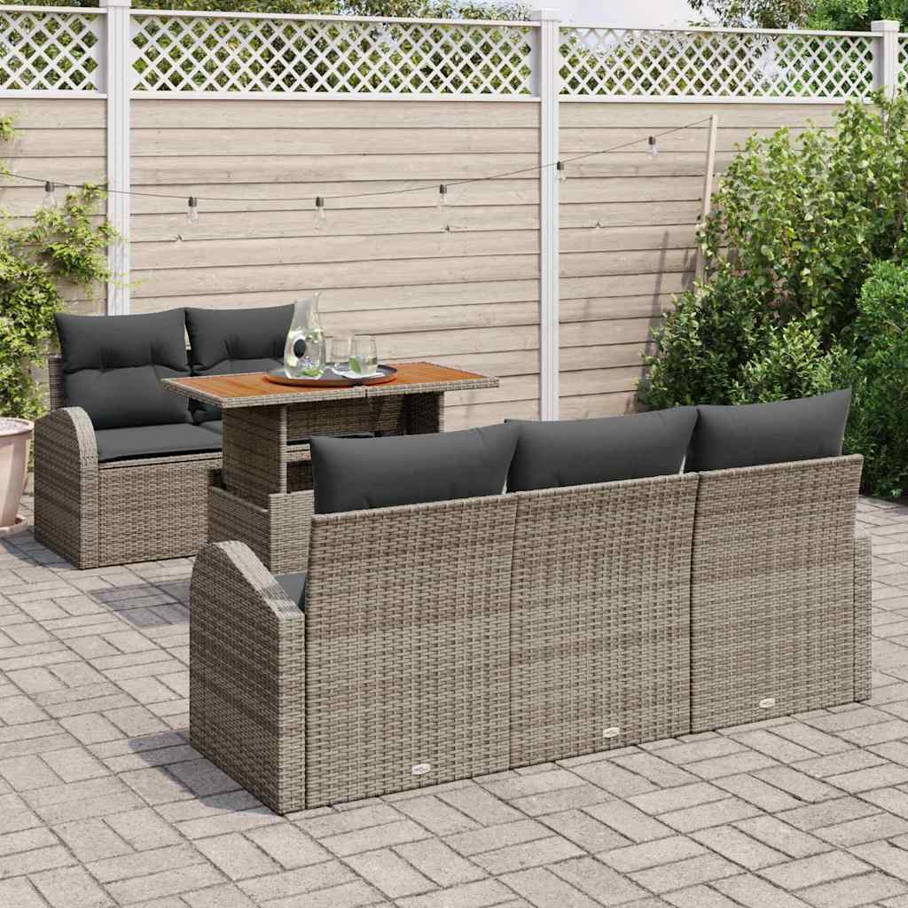 Garten-Sofa-Set mit Kissen 6 pcs Grau 100 x 55 x 73 cm