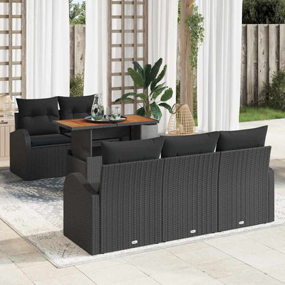 Garten-Sofa-Set mit Kissen 6 pcs Schwarz 100 x 55 x 73 cm