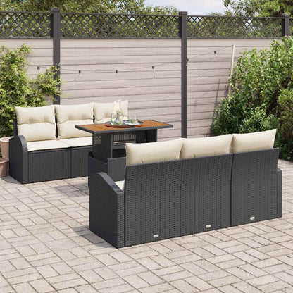 Garten-Sofa-Set 7 pcs Schwarz und Creme 100 x 55 x 73 cm