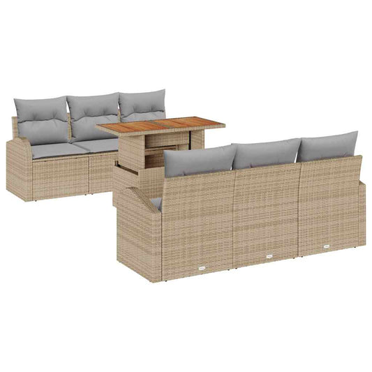 Garten-Sofa-Set 7 pcs Beige und Hellgrau 100 x 55 x 73 cm