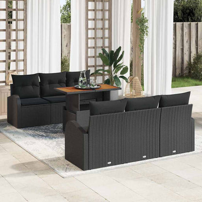 Garten-Sofa-Set mit Kissen 7 pcs Schwarz 100 x 55 x 73 cm