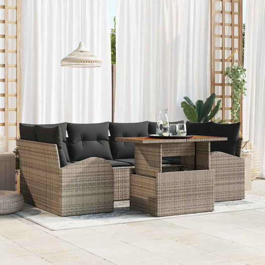 Garten-Sofa-Set mit Kissen 7 pcs Grau 100 x 55 x 73 cm