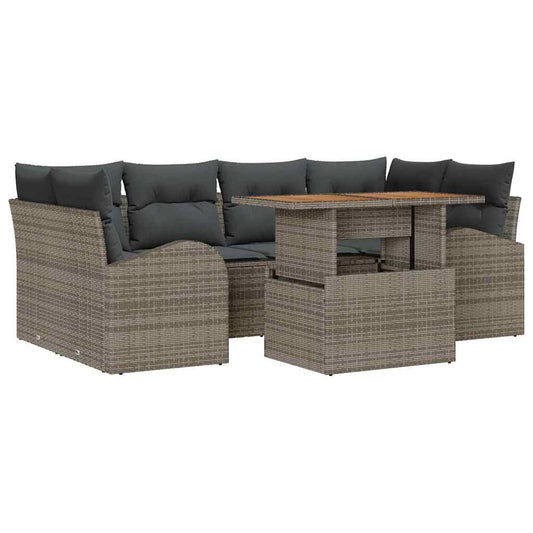Garten-Sofa-Set mit Kissen 7 pcs Grau 100 x 55 x 73 cm