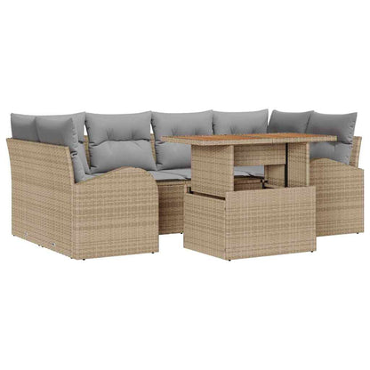 Garten-Sofa-Set 7 pcs Beige und Hellgrau 100 x 55 x 73 cm